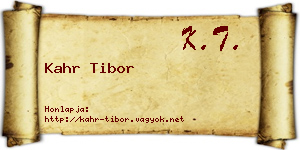 Kahr Tibor névjegykártya